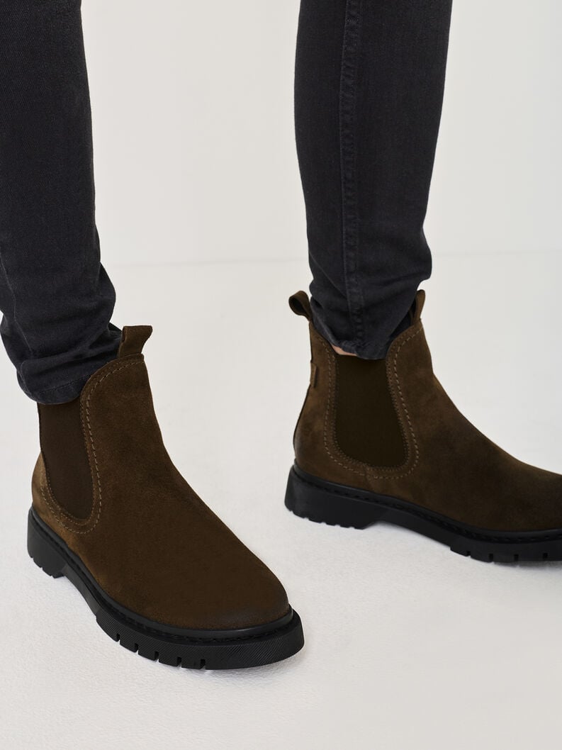 cuir chelsea boot - kaki 1-25829-43-744 acheter tamaris bottines en ligne