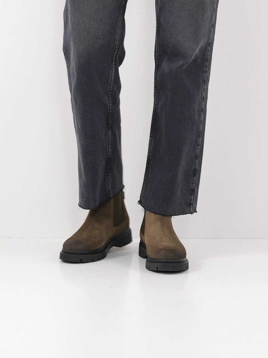 cuir chelsea boot - kaki 1-25829-43-744 acheter tamaris bottines en ligne