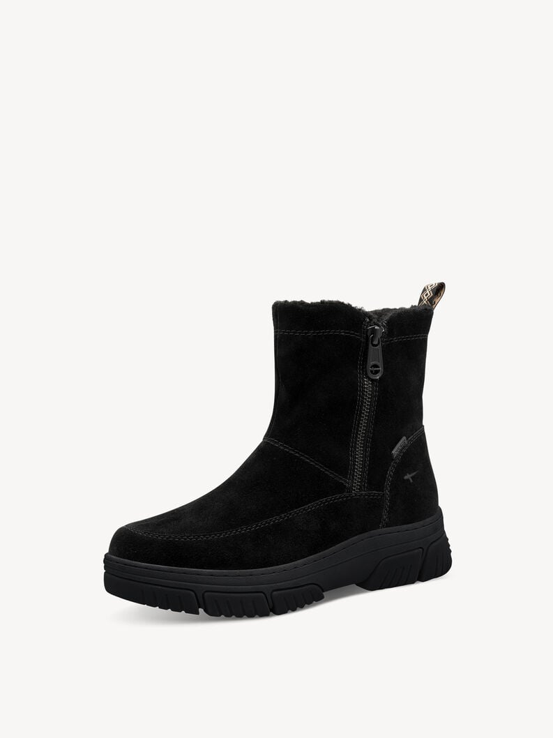 cuir chausson - noir doublure chaude 8-86418-45-001 acheter tamaris bordée de larges bottes en ligne