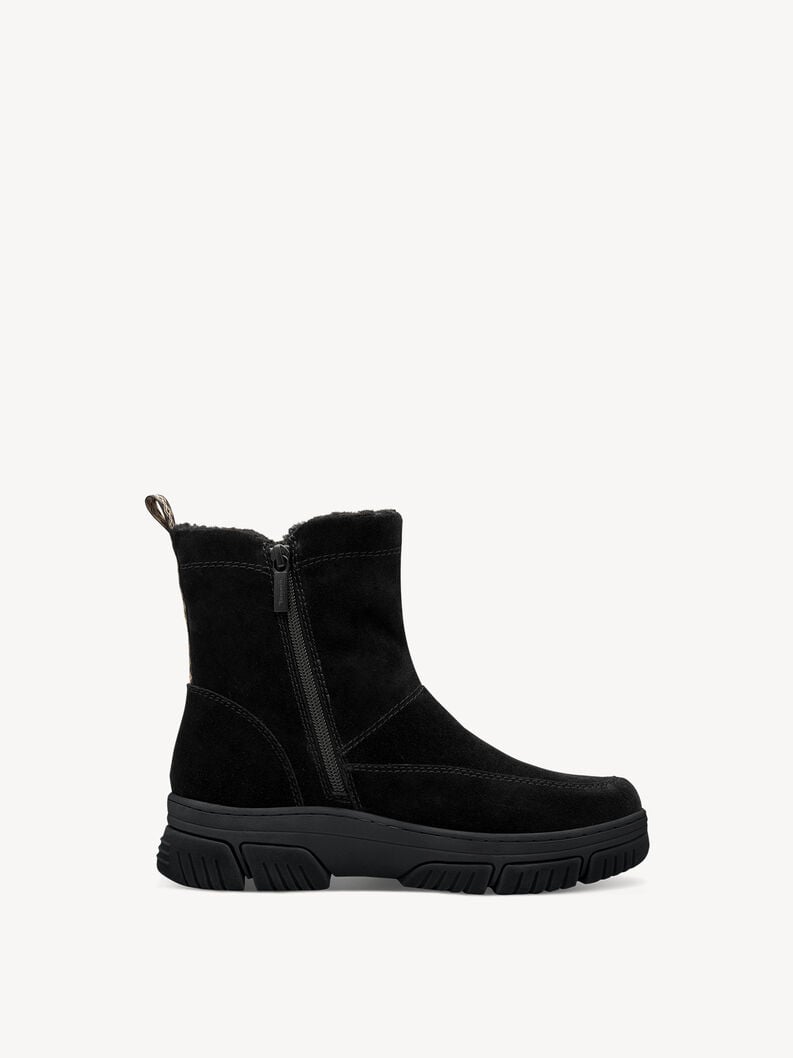 cuir chausson - noir doublure chaude 8-86418-45-001 acheter tamaris bordée de larges bottes en ligne