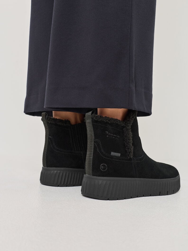 cuir chausson - noir doublure chaude 8-86422-45-001 acheter tamaris bordée de larges bottes en ligne