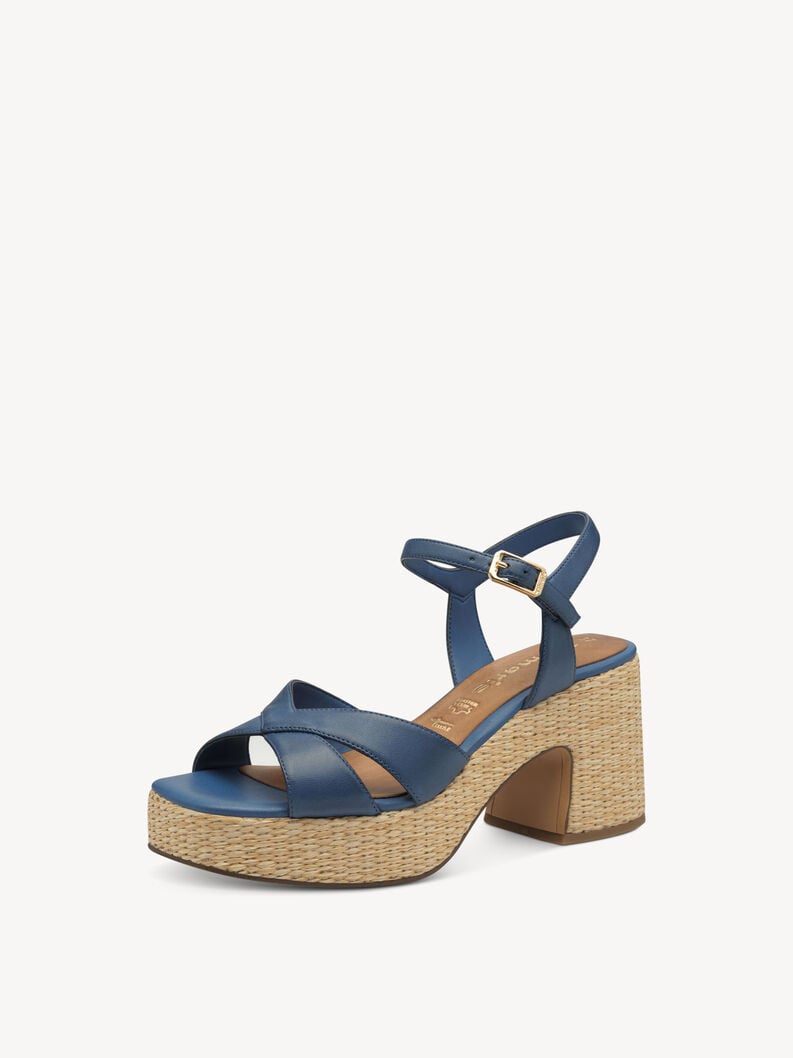 en cuir à talons hauts sandales - bleu 1-28313-44-800 acheter tamaris sandales en ligne