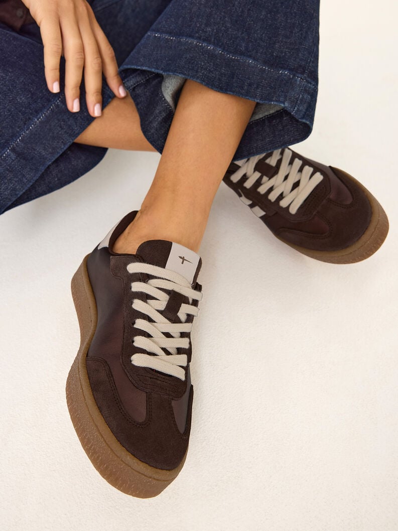 cuir sneaker - brun 1-23723-44-323 acheter des baskets tamaris en ligne